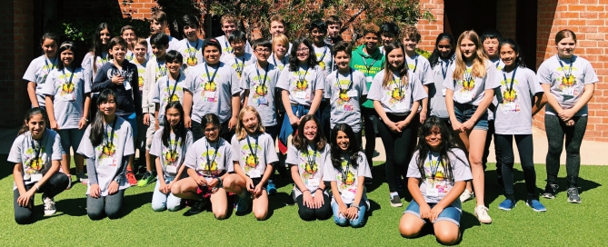 A group of camp counselors for a children's science camp